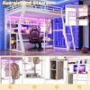 Hochbett mit RGB LED-Streifen, Schreibtisch, Lattenrost, Trittleiter, Kleiderstange, Regal, USB und Type-C, 140x200 cm, Kinderbett mit Rausfallschutz Bild 5