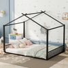 Kinderbett Metall im Hausdesign mit Lattenrost, 140x200 cm, Schwarz, ohne Matratze Bild 5