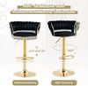 Barhocker Samt, höhenverstellbar 60–79,5 cm, 360° drehbar, ergonomisches Rückenhohlendesign, Goldbasis, gepolstertes Samtkissen Bild 4