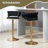 Barhocker Samt, höhenverstellbar 60–79,5 cm, 360° drehbar, ergonomisches Rückenhohlendesign, Goldbasis, gepolstertes Samtkissen Bild 3