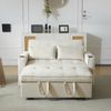 Schlafsofa Samt mit Schlaffunktion & Getränkehaltern 137 x 76,5 x 83 cm, Beige Bild 4