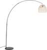 'Guaviare' Stehlampe Schwarz Metall 195 cm Rattanschirm Beige Marmorfuß Kabel mit Schalter Bogenlampe Boho Look Bild 4