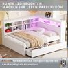 Multifunktionales Schlafsofa Weiß 140x200 Mit USB LED Beleuchtung Stauraum Massivkiefer 150kg Tragkraft Doppelbett Gästebett Bild 4