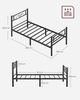VASAGLE Bett 90 x 200 cm, Gästebett, Einzelbett aus Metall, Bettgestell, Bettrahmen, Metallbett, einfache Montage, tintenschwarz Bild 5