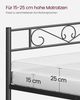VASAGLE Bett 90 x 200 cm, Gästebett, Einzelbett aus Metall, Bettgestell, Bettrahmen, Metallbett, einfache Montage, tintenschwarz Bild 3
