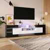 Stilvoller TV-Ständer 200 cm in Hochglanz Weiß und Schwarz mit LED-Beleuchtung và elegantem Design, 200x35x60cm, Schwarz+weiß Bild 5