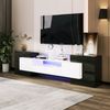 Stilvoller TV-Ständer 200 cm in Hochglanz Weiß und Schwarz mit LED-Beleuchtung và elegantem Design, 200x35x60cm, Schwarz+weiß Bild 2