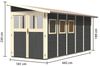 Anlehnhaus Wandlitz 5 - 181x442 cm, 19 mm Holz terragrau, Karibu Bild 2