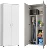 Home Collective Mehrzweckschrank 75 cm breit mit Einlegeböden 75x35x184 cm (BxTxH) Weiß (Vorratsschrank Universalschrank für Haushalt, Flur, Büro, Keller) mit 2 Einlegeböden und Fach für Staubsauger Bild 2