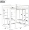 Merax Hochbett 140*200 cm Kinderbetten Doppelbetten, mit Leiter Massivholz, Mit Tisch und Regalen, Mit Einfachen Aufhängungen und Ablage Laminat, Jugendbetten, Weiß Bild 4