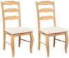 Esszimmerstühle RESZ mit Kissen 2er Set Hellbraun-Creme Massivholz | Küchenstuhl Wohnzimmerstühle Essstühle bequem Bild 2