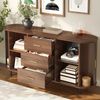 BlingBin Sideboard Schubladenschrank Anrichte Kommode Abgerundetes (2 Packung, 1 St, mit 3 Schubladen,Lamellen-Schiebetüren und verstellbaren Einlegeböden), 160 x 40 x 80,5 cm,für Wohnzimmer & Essbereich Bild 2
