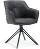 Armlehnstuhl >Emma< (2er Set) drehbar, schwarz mit Leder - 59x82x62 (BxHxT) Bild 2
