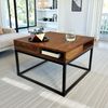 Couchtisch Sheesham Massivholz Metall 60x60x40cm mit Stauraum Modern Quadratisch Bild 2