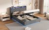 Polsterbett 140×200 cm mit hydraulischem Bettkasten, LED, USB/USB-C und Ablage, Grau Bild 5