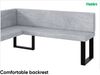 MEBLINI Eckbank für Esszimmer mit ausziehbarem Tisch - Küchenbank - Essecke - Sitzecke Küche - TONI - U-Beine 128x168x87cm Links - Hellgrau Samt/M Weiß-Schwarz Hochgl. Bild 5