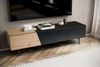 Lowboard Schwarz mit Eiche-Dekor 150 x 40 x 40 cm TV-Kommode Modern, Design TV-Schrank Niedrig, Fernsehtisch Fernsehschrank mit Türen & Schublade, Fernsehkommode Wohnzimmer Bild 3
