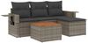 vidaXL 5-tlg. Garten-Sofagarnitur mit Kissen Grau Poly Rattan 3224534 Bild 2