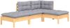 vidaXL 4-tlg. Garten-Lounge-Set mit Grauen Kissen Kiefer Massivholz 3096285 Bild 3
