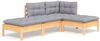 vidaXL 4-tlg. Garten-Lounge-Set mit Grauen Kissen Kiefer Massivholz 3096285 Bild 2