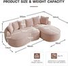 Flieks Modulares L-Form Cloud Sofa, extra tiefe Sitzfläche, breit gepolstert, mit Chaiselongue links & Kissen, kein Aufbau nötig, Chenille, Rosa Bild 4