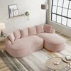 Flieks Modulares L-Form Cloud Sofa, extra tiefe Sitzfläche, breit gepolstert, mit Chaiselongue links & Kissen, kein Aufbau nötig, Chenille, Rosa Bild 1