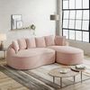 Flieks Modulares L-Form Cloud Sofa, extra tiefe Sitzfläche, breit gepolstert, mit Chaiselongue links & Kissen, kein Aufbau nötig, Chenille, Rosa Bild 3