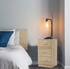 Nachttisch 37,6 x 35,2 x 65,5 cm mit 3 Schubladen und Metallgriffen – aus Spanplatte in Natur Bild 3