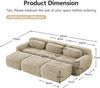 Sofa modular mit Sitzfläche variabel, Plüschbezug, 3‑Sitzer mit 3 Ottomans, Light Khaki,291*179*73 cm Bild 3