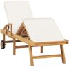 vidaXL Sonnenliege mit Auflage Massivholz Teak Creme 48022 Bild 2