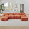 Ecksofa modular in Orange, Samtbezug, rahmenloses Wohnzimmersofa mit tiefer Sitzfläche und flexibler U-/L-Form,70x384x167 cm Bild 4