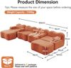 Ecksofa modular in Orange, Samtbezug, rahmenloses Wohnzimmersofa mit tiefer Sitzfläche und flexibler U-/L-Form,70x384x167 cm Bild 5