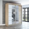 Schwebetürenschrank ERA 2-türig Schrank 160 cm (mit Spiegel) Farbe: Sonoma , weiß Bild 2