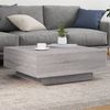 Couchtisch, Sofatisch mit LED-Leuchten Grau Sonoma 80x80x31 cm Bild 2