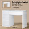 Bellamio 'Livny' Schminktisch mit Spiegel, mit 5 Schubladen, beidseitig montierbar, weiß Hochglanz, 80x53x110 cm, Wandspiegel aus HD-Glas (mit Wandbefestigung) Bild 4