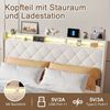 ADWOLT Stauraumbett Polsterbett mit Lattenrost und LED-Beleuchtung, Jugendbett 160x200 cm mit USB&Type-C,Doppelbett mit 4 Schubladen,Beige Bild 2