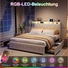 ADWOLT Stauraumbett Polsterbett mit Lattenrost und LED-Beleuchtung, Jugendbett 160x200 cm mit USB&Type-C,Doppelbett mit 4 Schubladen,Beige Bild 3