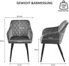 CLIPOP Esszimmerstühle 2er Set Samt Bezug Metallbeine Grau Bild 3