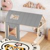 Kinderbett 90x200 cm aus Kiefernholz mit Hausform, Dach & Fenster, Natur/Grau, ohne Matratze Bild 5