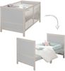 roba Babybett EASY SLEEP 70 x 140 cm inkl. Umbauecken + Matratze safe asleep® Roll Air - Mitwachsendes Gitterbett 3-fach höhenverstellbar - 3 Schlupfsprossen - Hellgrau Bild 3