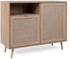 Finori Bali 01A Kommode, Dekor Sonoma Eiche / Dekor Rafia Motivdruck | Kommode für Wohnzimmer | Maß: B x H x T ca. 101,4 x 87 x 40 cm | Kommode mit 2 Rahmentüren, 1 Einlegeboden und 1 offenes Fach Bild 3