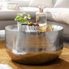 Couchtisch Hammerschlag Aluminium Silber 60x60x35cm Orientalisch Rund Bild 3