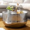 Couchtisch Hammerschlag Aluminium Silber 60x60x35cm Orientalisch Rund Bild 2