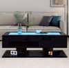 Couchtisch 100x50x35 cm mit 2 Schubladen, LED-Licht und Glasplatte – Wohnzimmertisch in Schwarz Hochglanz Bild 2