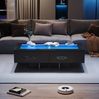 Couchtisch 100x50x35 cm mit 2 Schubladen, LED-Licht und Glasplatte – Wohnzimmertisch in Schwarz Hochglanz Bild 4