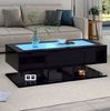 Couchtisch 100x50x35 cm mit 2 Schubladen, LED-Licht und Glasplatte – Wohnzimmertisch in Schwarz Hochglanz Bild 3