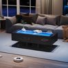 Couchtisch 100x50x35 cm mit 2 Schubladen, LED-Licht und Glasplatte – Wohnzimmertisch in Schwarz Hochglanz Bild 5