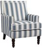 KLAM HOME Loungesessel Premium Vintage Akzentstuhl Blau-Weiß Gestreift Leinenstoff (Wohnzimmer Sessel mit edler Nagelkopfeinfassung & Massivholzrahmen), Bequemer Polster-Sessel mit Hochdicht-Schaum für stilvolle Innenräume Bild 1