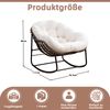LVHOM Schaukelstuhl mit gepolstertem Kissen, Rattanstuhl mit Stahlrahmen, Lounge Sessel, Schaukelsessel, 1 St, für Balkon/Garten/Wohnzimmer/Schlafzimmer Bild 3