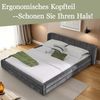 Doppelbettgestell 160x200 cm, Chenille gepolstert, grau, Eukalyptus & Metall Bild 3